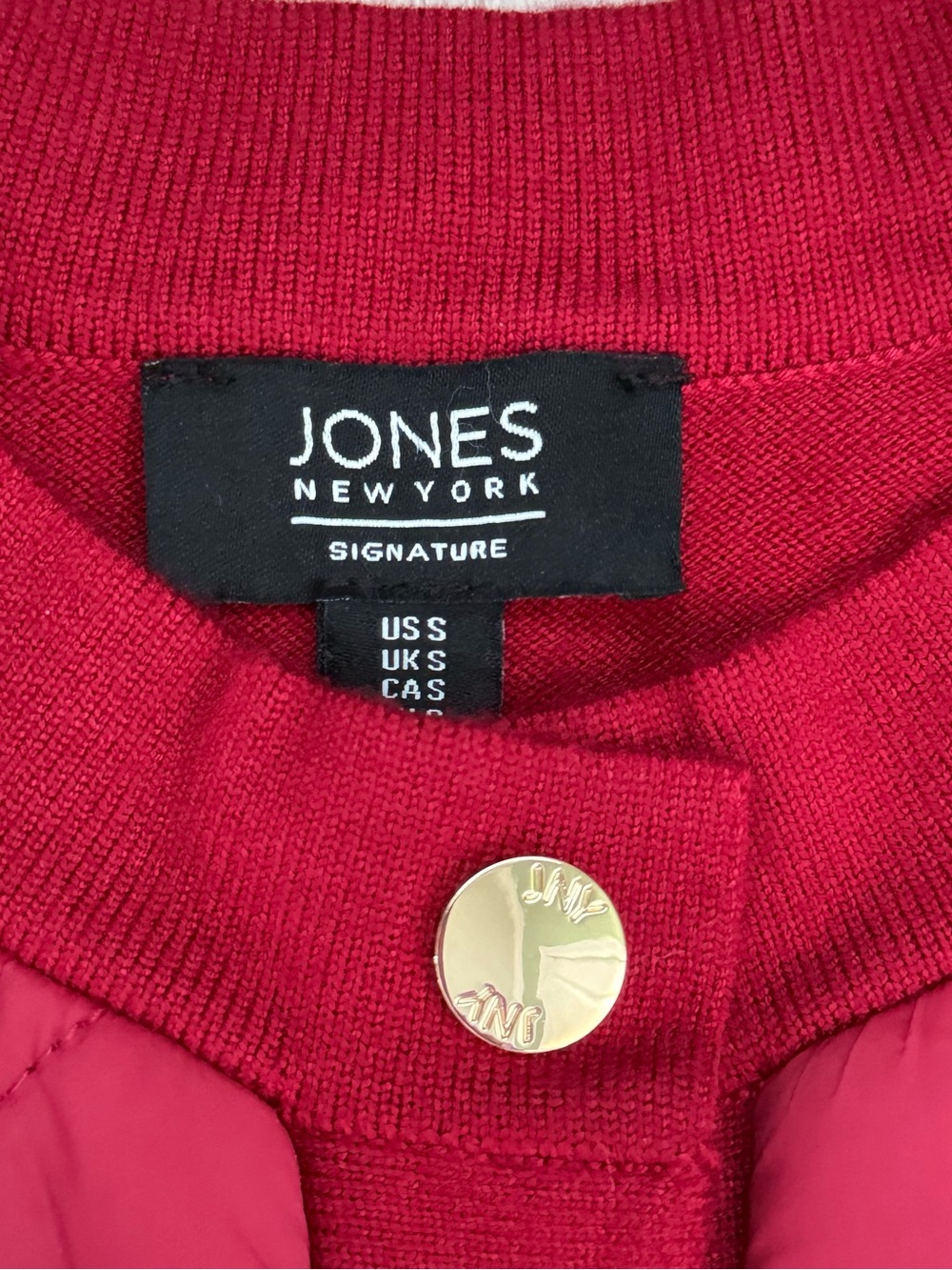 Jones New York Red Quilted Knitted Sweater Cozy Women’s Cardigan Jacket - Picture 2 of 10
